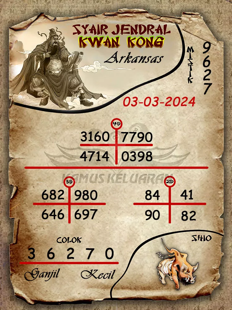 syair jendral kwan kwong arkansas 03 03 2024