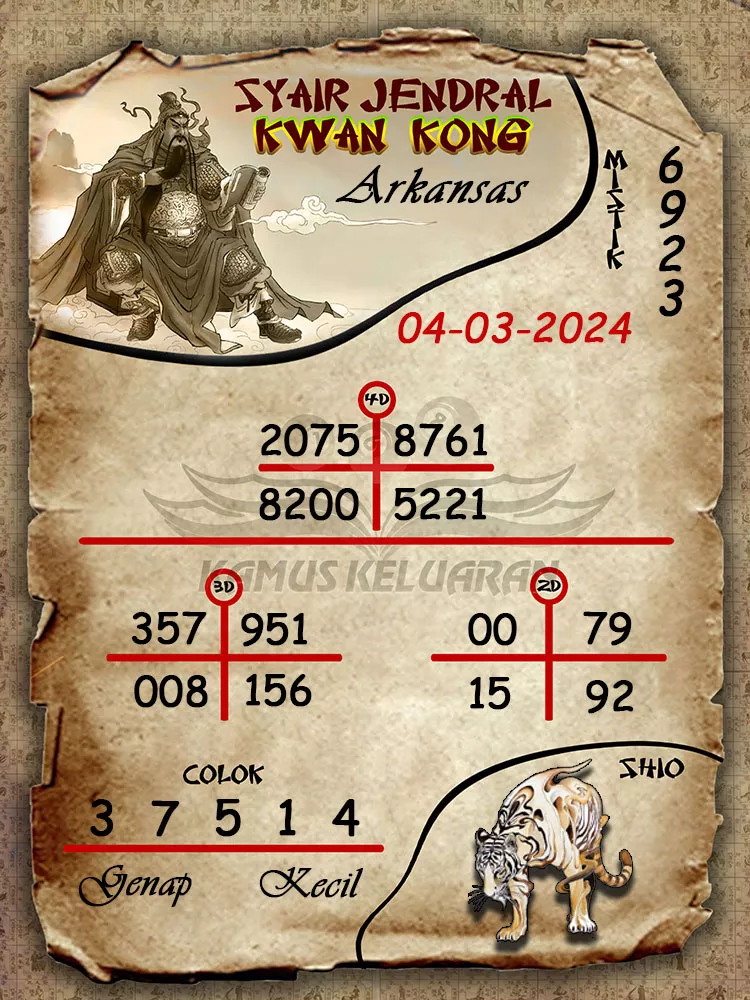 syair jendral kwan kwong arkansas 04 03 2024