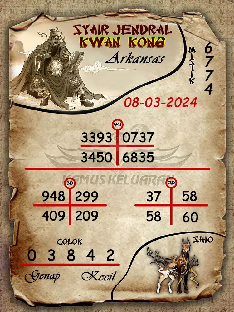 syair jendral kwan kwong arkansas 08 03 2024