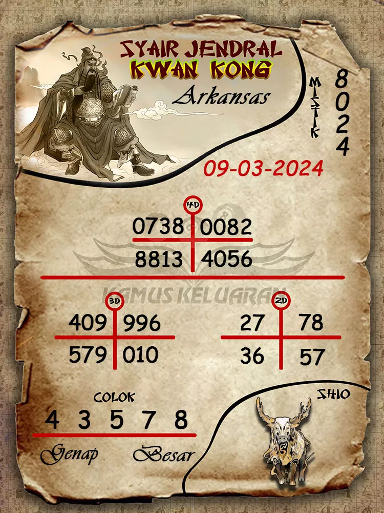 syair jendral kwan kwong arkansas 09 03 2024