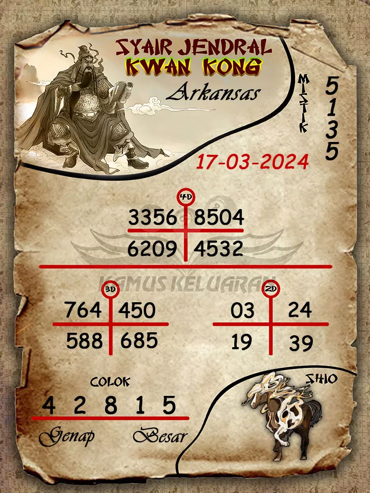 syair jendral kwan kwong arkansas 17 03 2024
