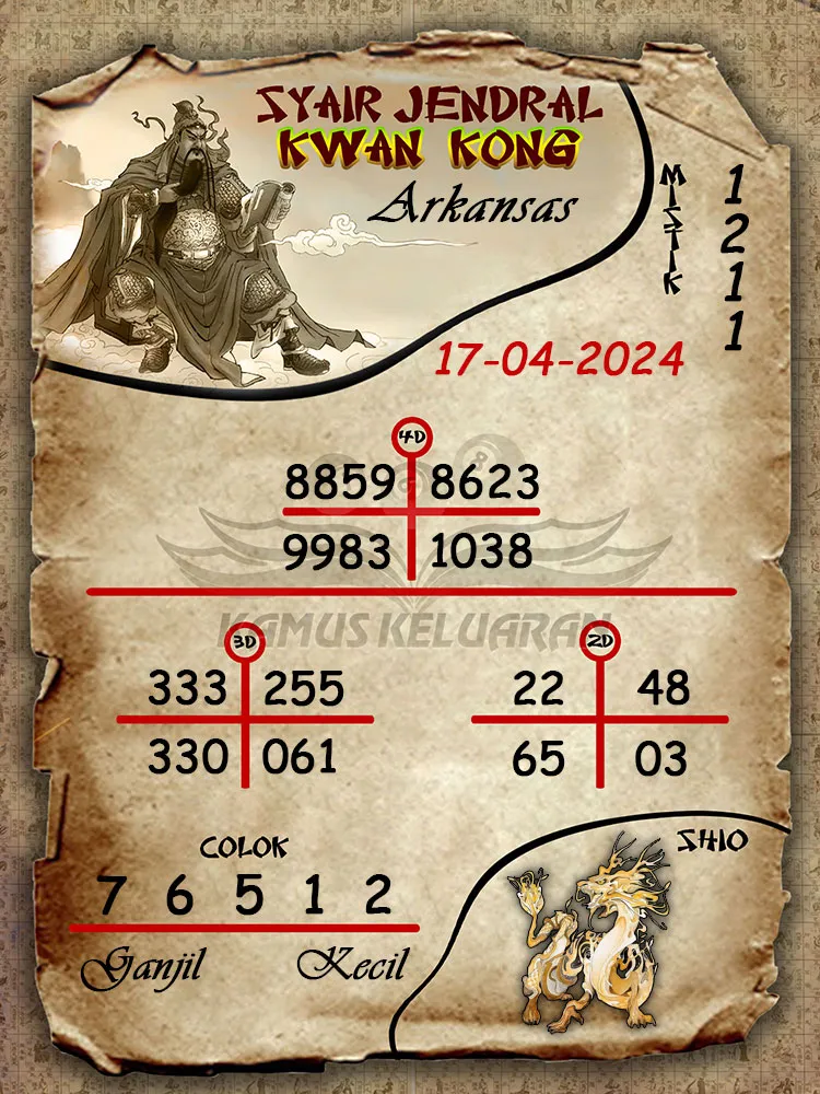 syair jendral kwan kwong arkansas 17 04 2024