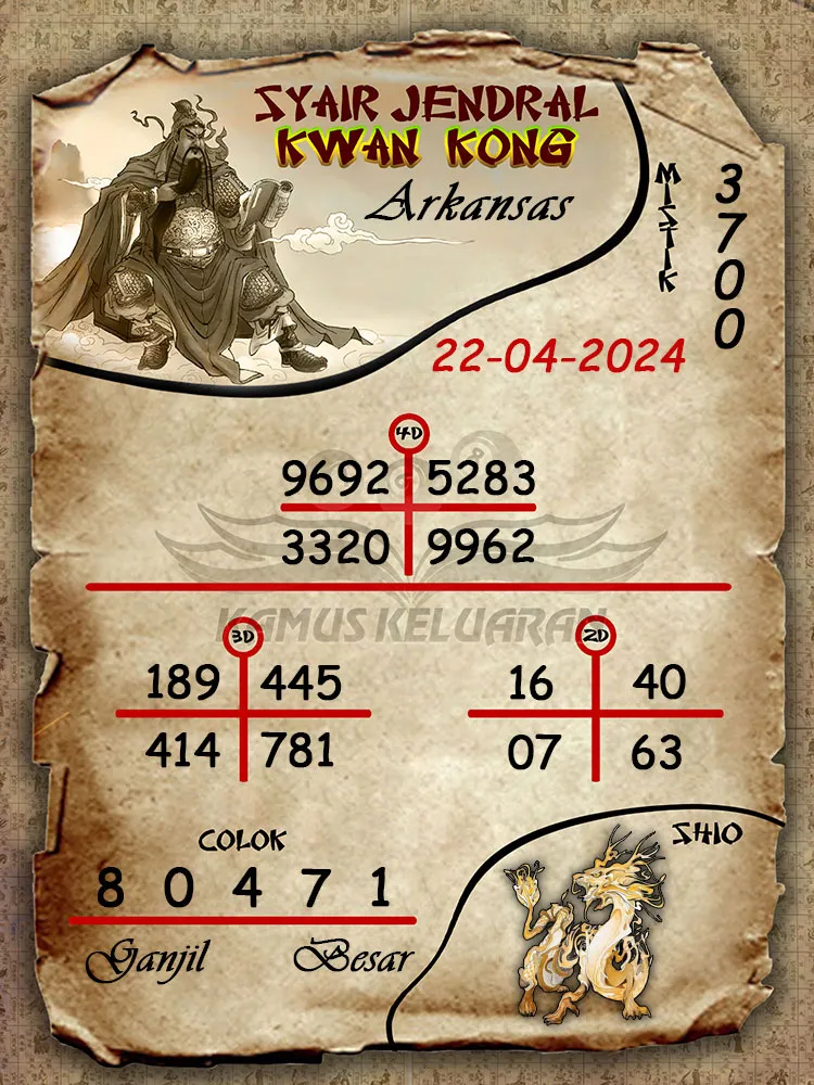 syair jendral kwan kwong arkansas 22 04 2024