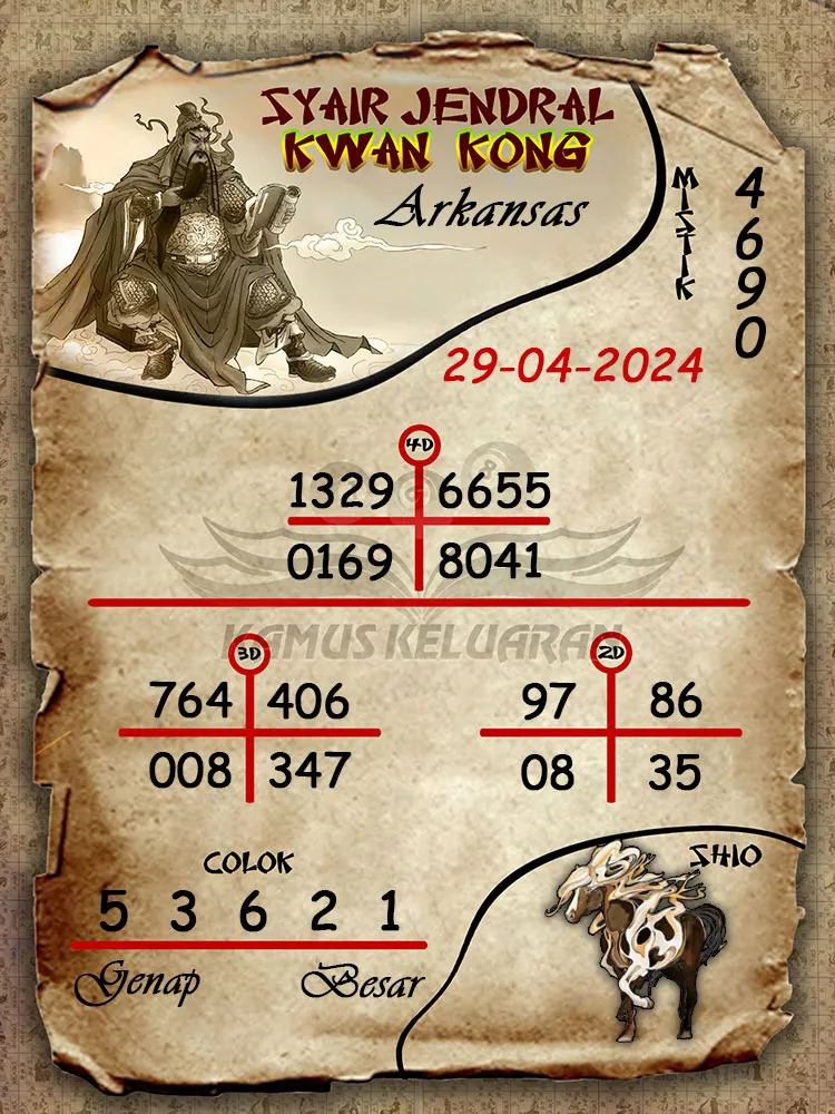syair jendral kwan kwong arkansas 29 04 2024