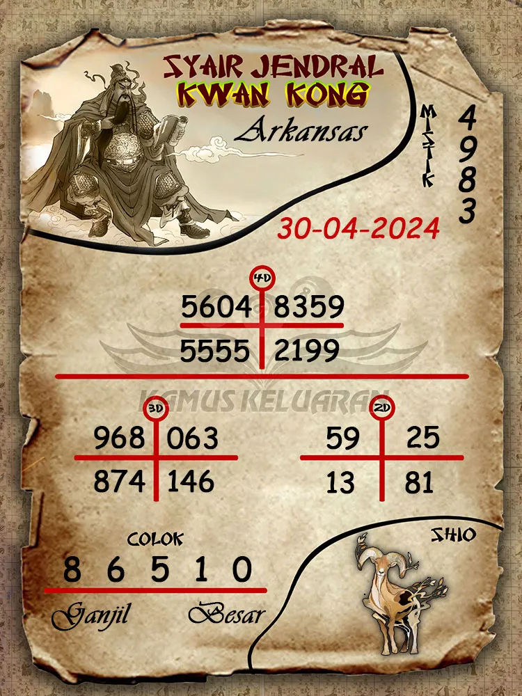 syair jendral kwan kwong arkansas 30 04 2024