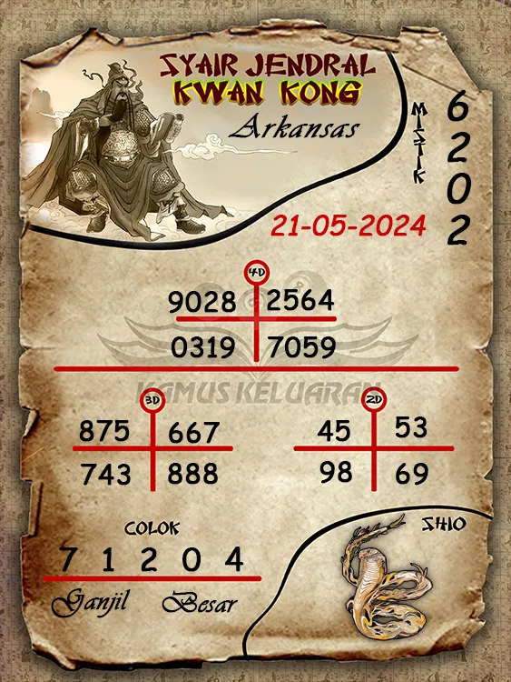 syair jendral kwan kwong arkansas 21 05 2024