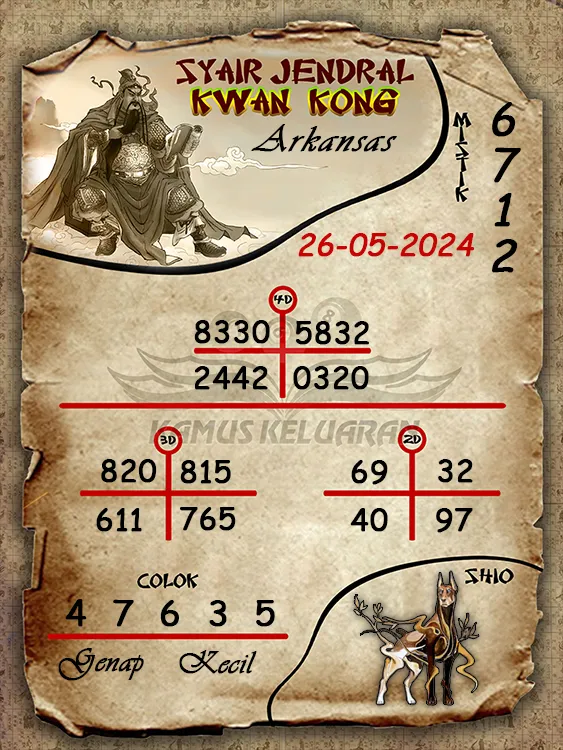 syair jendral kwan kwong arkansas 26 05 2024
