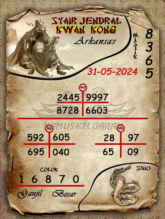 syair jendral kwan kwong arkansas 31 05 2024