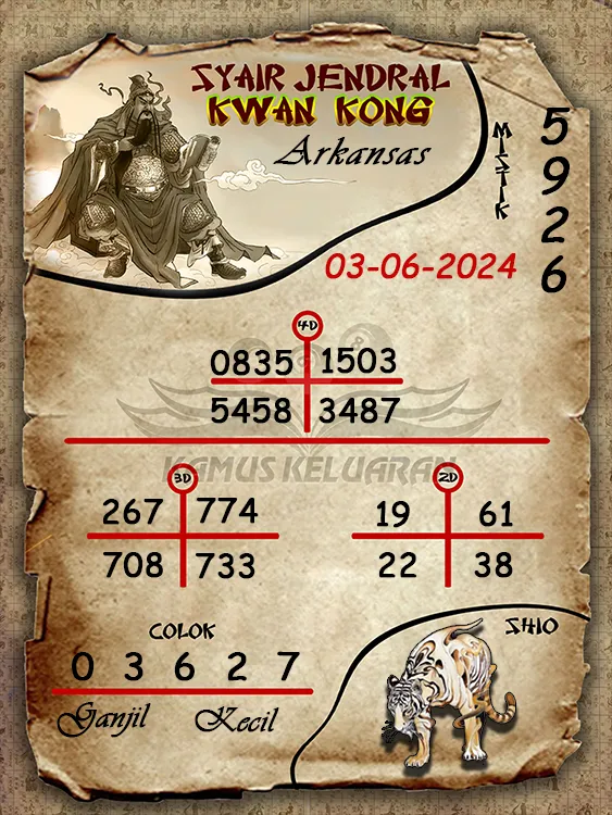 syair jendral kwan kwong arkansas 03 06 2024