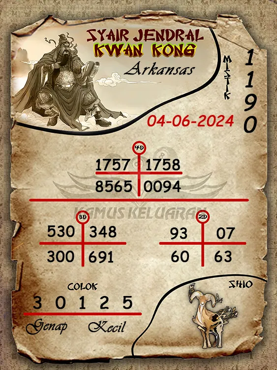 syair jendral kwan kwong arkansas 04 06 2024