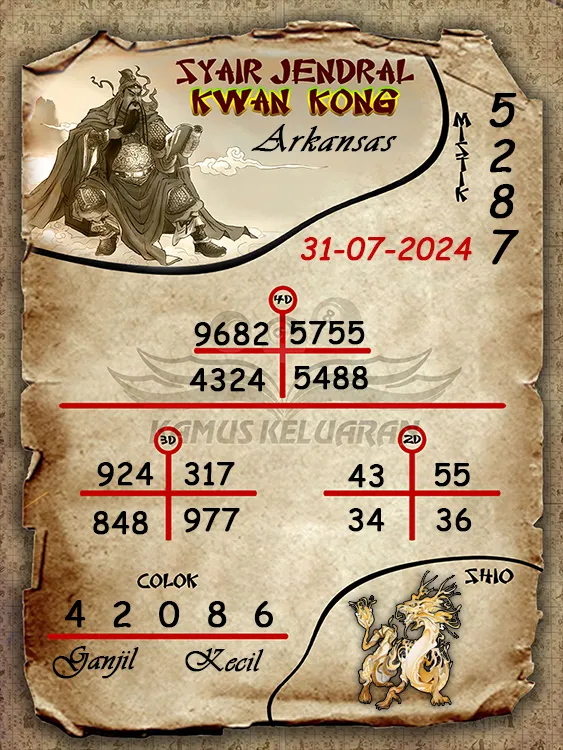 syair jendral kwan kwong arkansas 31 07 2024