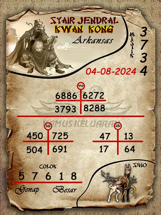 syair jendral kwan kwong arkansas 04 08 2024