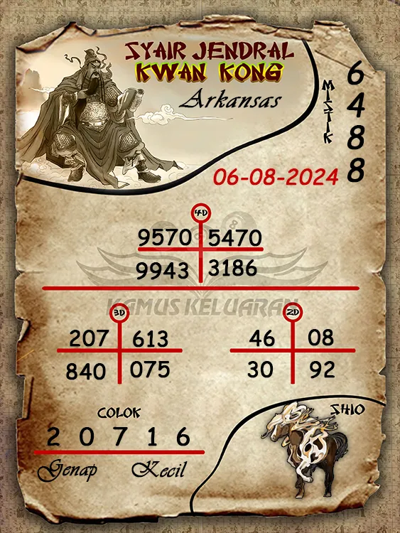 syair jendral kwan kwong arkansas 06 08 2024