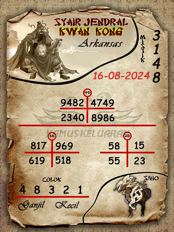 syair jendral kwan kwong arkansas 16 08 2024
