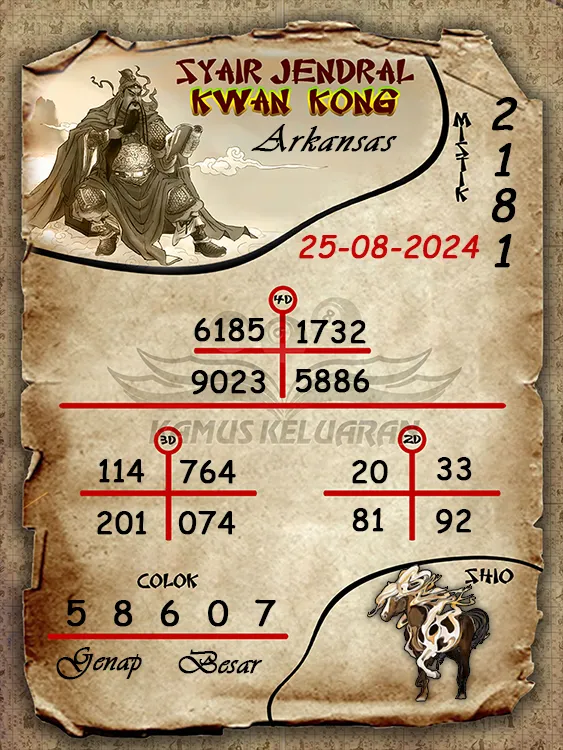 syair jendral kwan kwong arkansas 25 08 2024