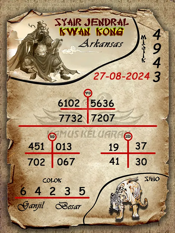 syair jendral kwan kwong arkansas 27 08 2024