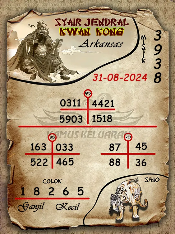 syair jendral kwan kwong arkansas 31 08 2024