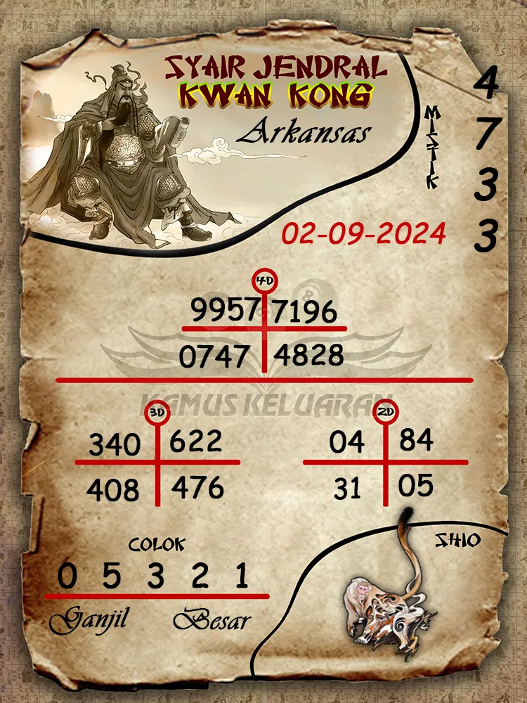 syair jendral kwan kong arkansas  02 09 2024