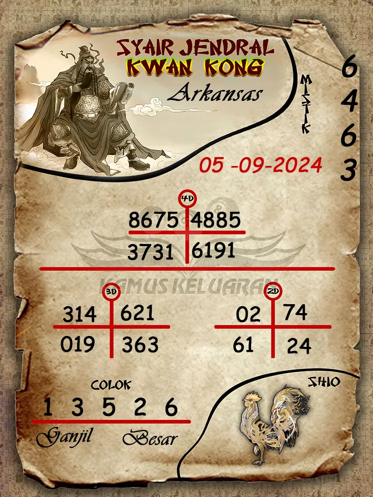 syair jendral kwan kong arkansas  05 09 2024
