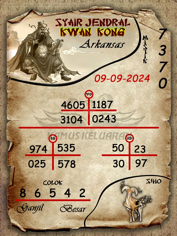 syair jendral kwan kong arkansas 09 09 2024